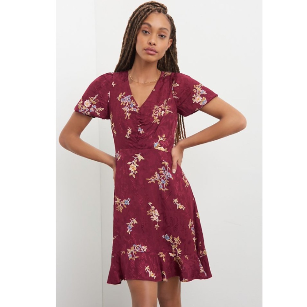 Anthropologie Maeve Elisabeth Minikleid Dress in Purple Floral - size 2